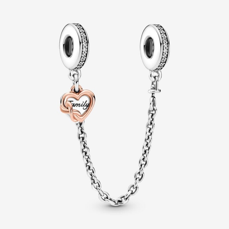 Pandora Family Heart Safety Chain Charm Two-tone | 57914-TOCD