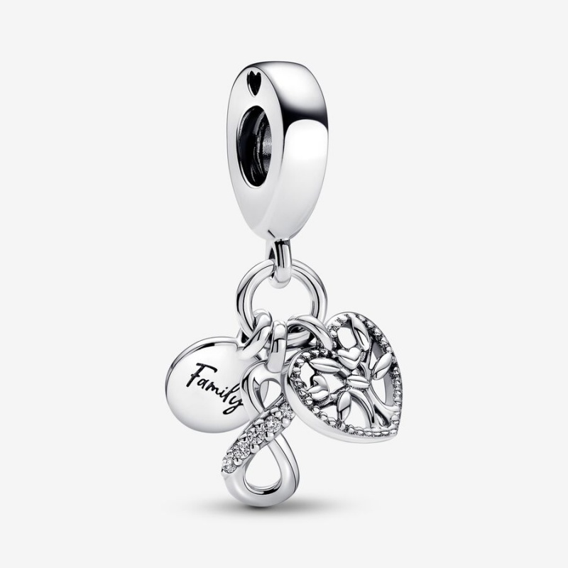 Pandora Family Infinity Triple Dangle Charm Sterling Silver | 92318-TIWV