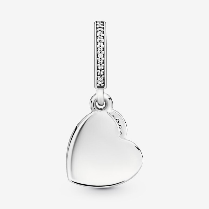 Pandora Forever Friends Heart Dangle Charm Sterling Silver | 35712-VOIU