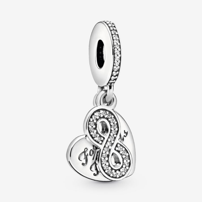 Pandora Forever Friends Heart Dangle Charm Sterling Silver | 35712-VOIU