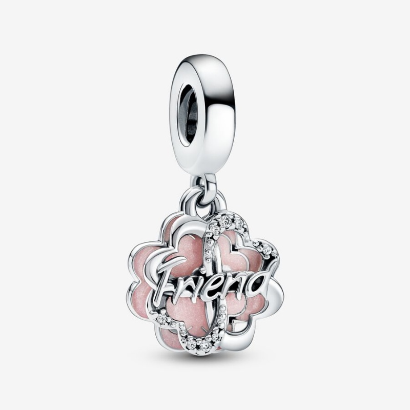 Pandora Four-leaf Clover Friendship Double Dangle Charm Sterling Silver | 78629-OKZI