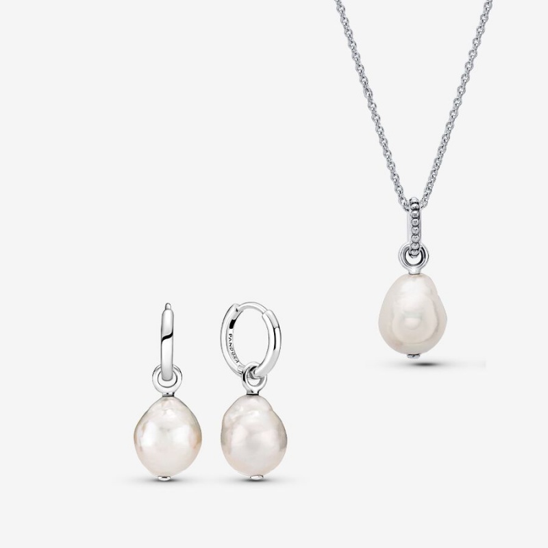 Pandora Freshwater Cultured Baroque Pearl Set Sterling Silver | 70148-GDOY