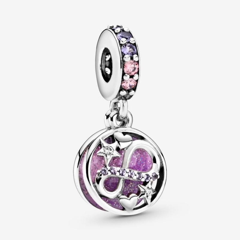 Pandora Glittering Infinity Hearts & Stars Dangle Charm Sterling Silver | 40512-LSRG