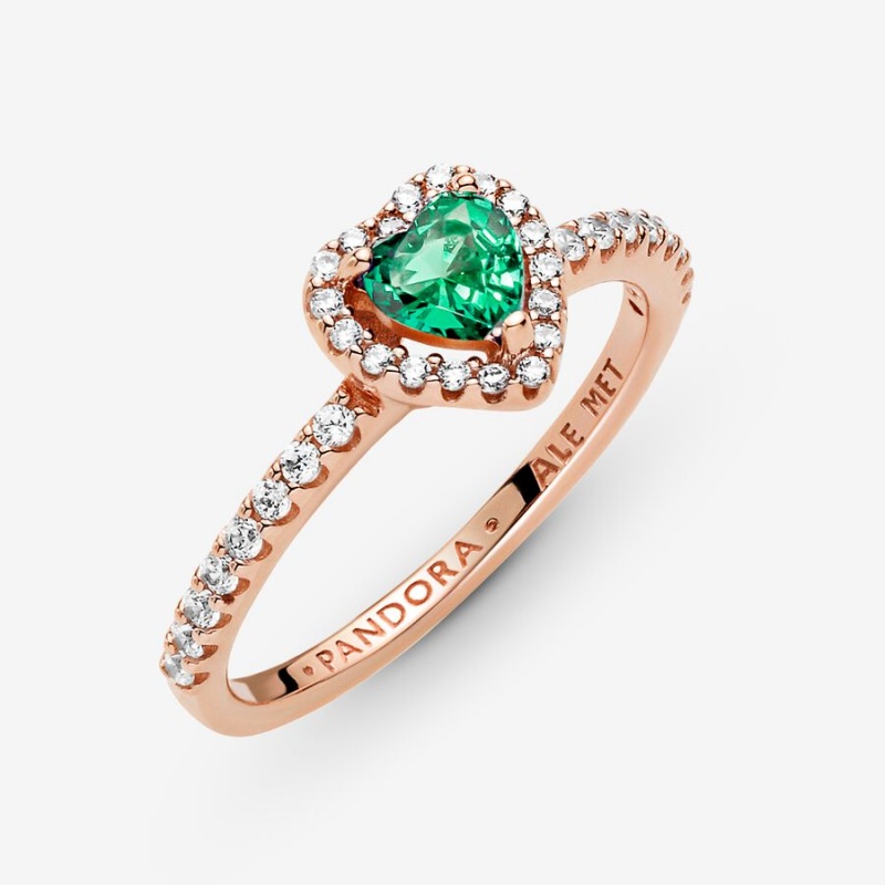 Pandora Green Heart Princess Wishbone Stacking Ring Set | 36850-RONZ