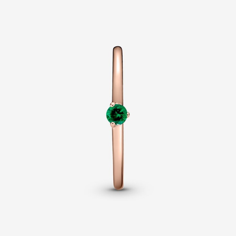 Pandora Green Solitaire Ring Rose Gold Plated | 20136-RPWQ