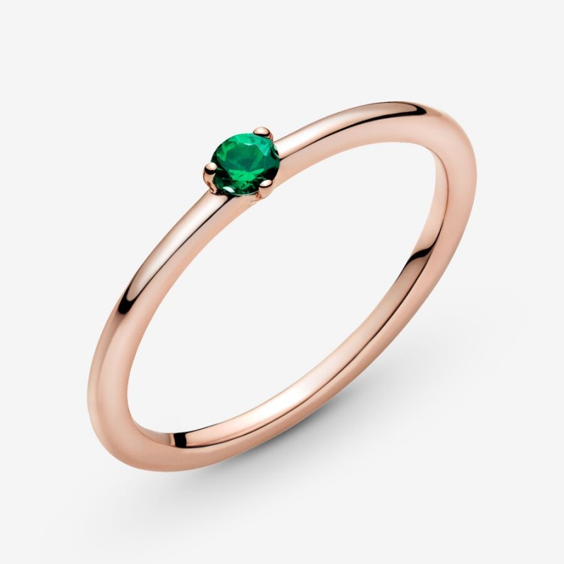 Pandora Green Solitaire Ring Rose Gold Plated | 20136-RPWQ