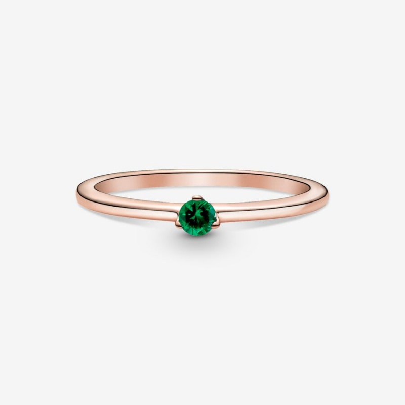 Pandora Green Solitaire Ring Rose Gold Plated | 20136-RPWQ