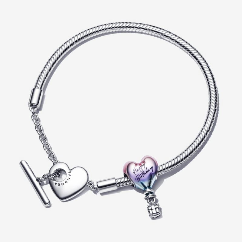 Pandora Happy Birthday Balloon T-Bar Heart Bracelet Set | 83017-SFXE