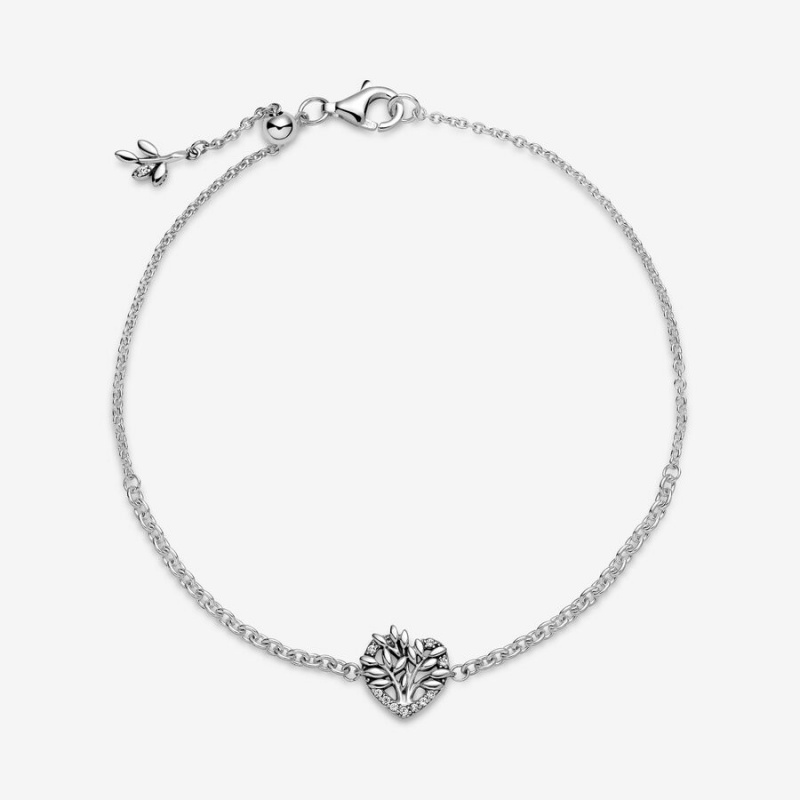 Pandora Heart Family Tree Chain Bracelet Sterling Silver | 07821-PNBQ