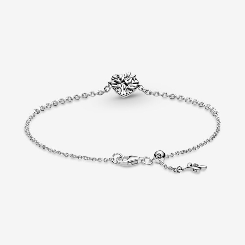 Pandora Heart Family Tree Chain Bracelet Sterling Silver | 07821-PNBQ