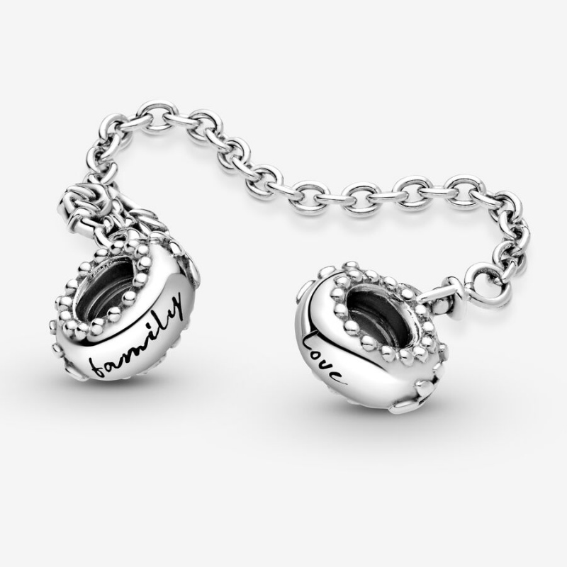 Pandora Heart Family Tree Safety Chain Charm Sterling Silver | 96570-WFUA