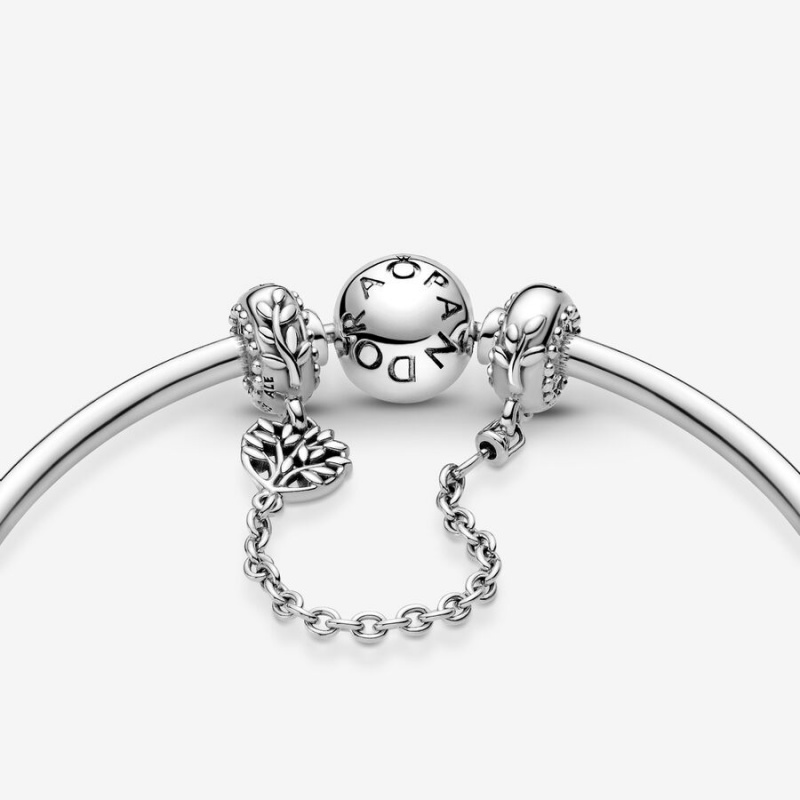 Pandora Heart Family Tree Safety Chain Charm Sterling Silver | 96570-WFUA