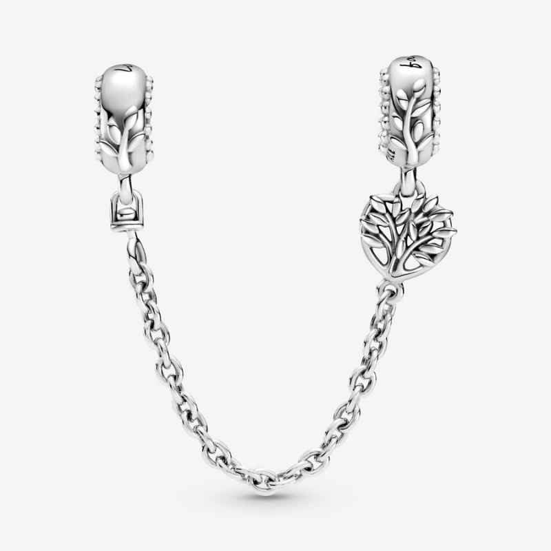 Pandora Heart Family Tree Safety Chain Charm Sterling Silver | 96570-WFUA