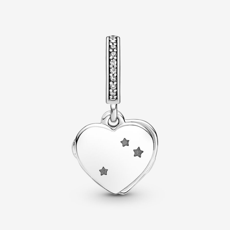 Pandora Heart, Flag & Remembrance Ribbon Double Dangle Charm Sterling Silver | 07524-LJPT