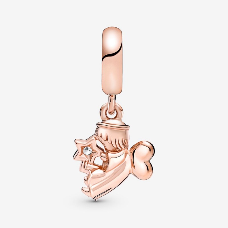 Pandora Heart Winged Angel Dangle Charm Rose Gold Plated | 97508-NJDX