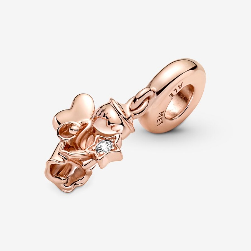 Pandora Heart Winged Angel Dangle Charm Rose Gold Plated | 97508-NJDX