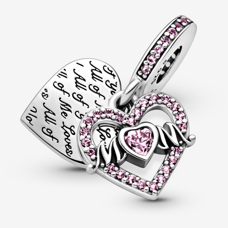 Pandora Heart & Mom Dangle Charm Sterling Silver | 72541-OEAU