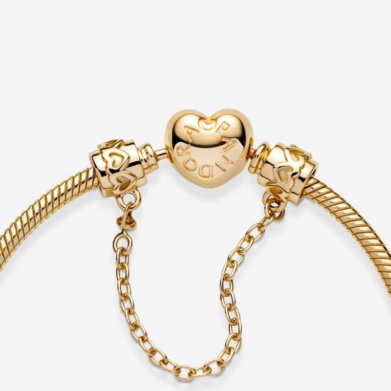 Pandora Hearts Safety Chain Charm Gold | 83592-ZTQF