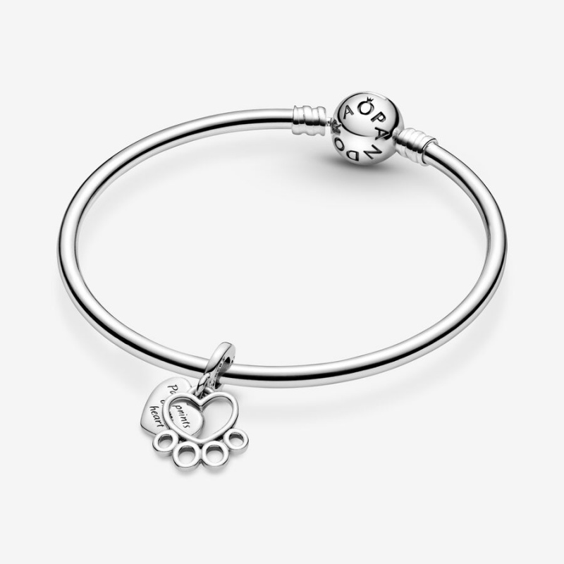 Pandora Hearts & Paw Print Dangle Charm Sterling Silver | 23671-BOKN