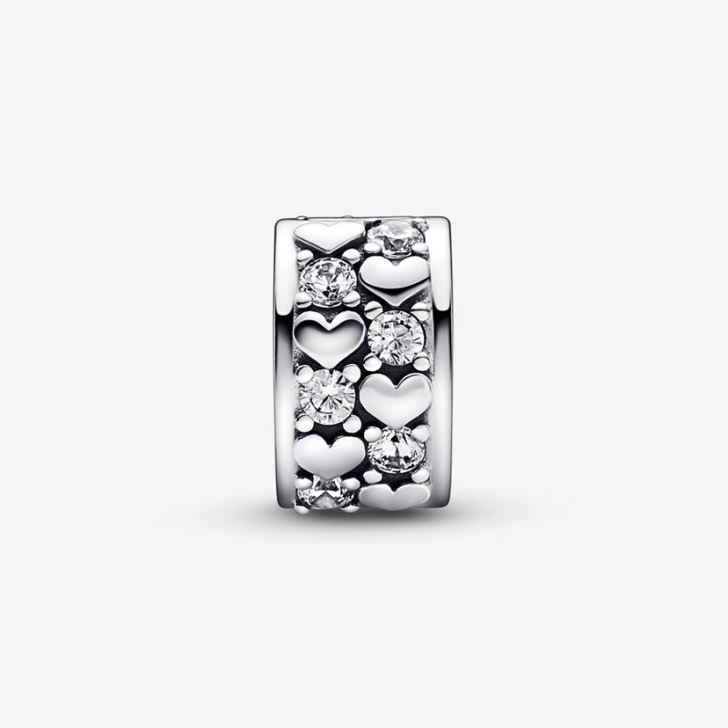 Pandora Infinite Hearts Sparkling Clip Charm Sterling Silver | 41396-YREV