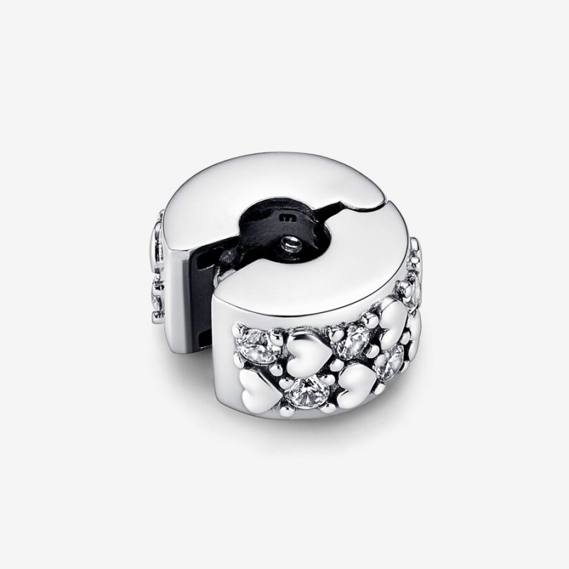 Pandora Infinite Hearts Sparkling Clip Charm Sterling Silver | 41396-YREV