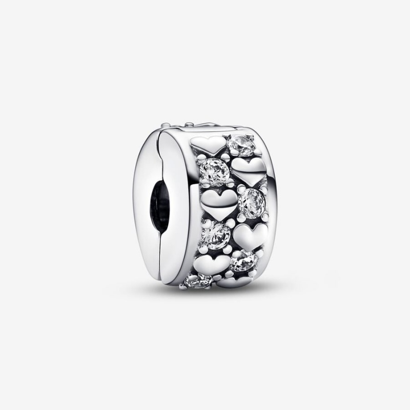 Pandora Infinite Hearts Sparkling Clip Charm Sterling Silver | 41396-YREV