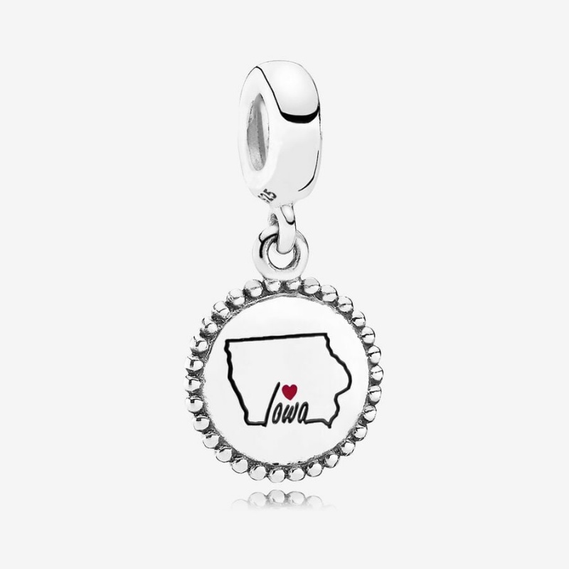 Pandora Iowa State Heart Dangle Charm, Mixed Enamel Sterling Silver | 69570-SAPR