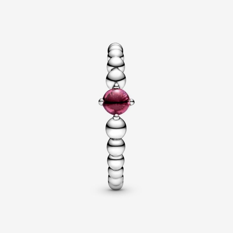 Pandora July Blazing Red Beaded Ring Sterling Silver | 14256-VWXG