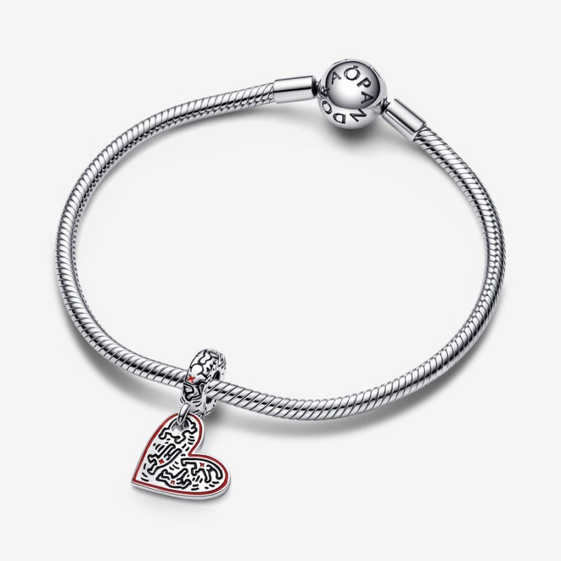 Pandora Keith Haring™ x Line Art People Heart Dangle Charm Sterling Silver | 17853-PIMR