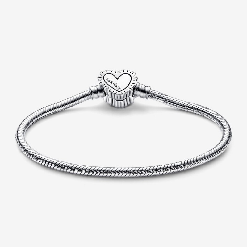 Pandora Keith Haring™ x Moments Radiant Heart Snake Chain Bracelet Sterling Silver | 64830-YQVZ