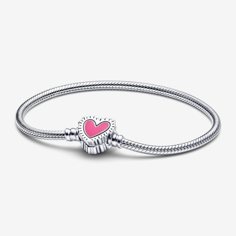 Pandora Keith Haring™ x Moments Radiant Heart Snake Chain Bracelet Sterling Silver | 64830-YQVZ