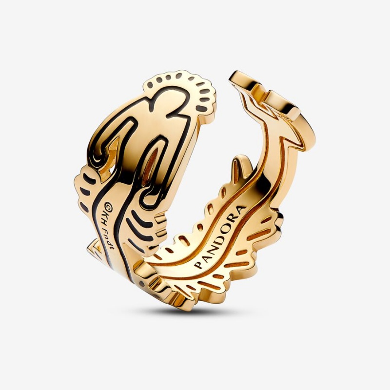 Pandora Keith Haring™ x Wavy Figure Open Ring Gold Plated | 05418-LWYA