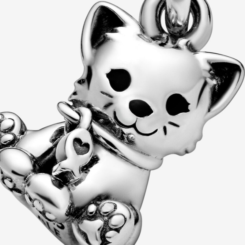 Pandora Kitty-Cat Dangle Charm Cat Charms | 37864-JYDI