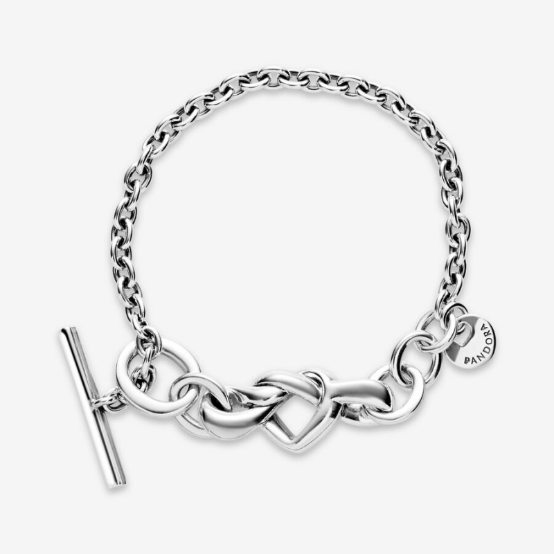 Pandora Knotted Heart T-Bar Bracelet Pandora Us | 81703-QXZM