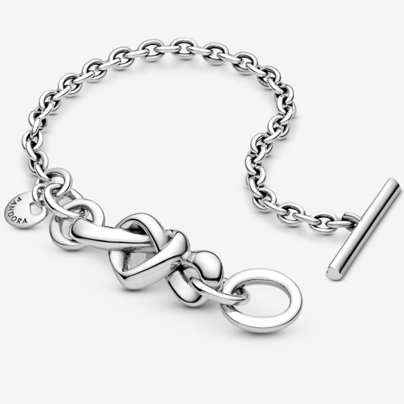 Pandora Knotted Heart T-Bar Bracelet Pandora Us | 81703-QXZM