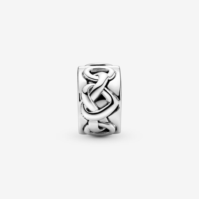 Pandora Knotted Hearts Clip Charm Silver Charms | 38156-RAIO