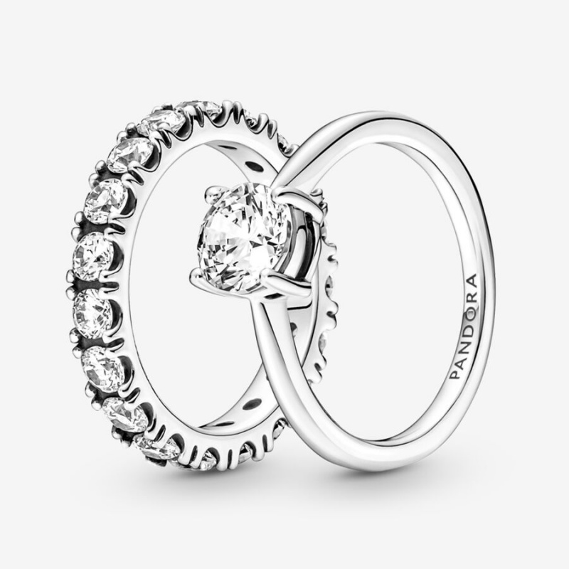 Pandora Light As Air Solitaire Stacking Ring Set | 21905-ZRFT