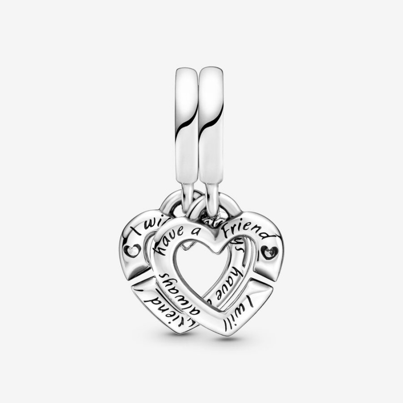 Pandora Linked Sister Hearts Split Dangle Charm Sterling Silver | 51067-OZPR