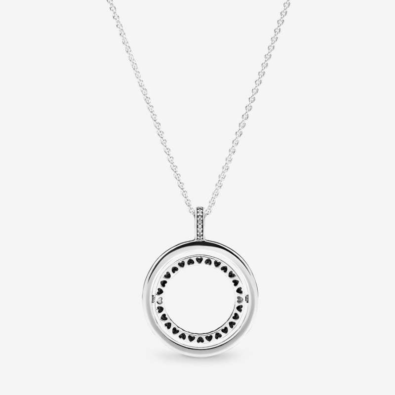 Pandora Logo Circle Necklace Sterling Silver | 02849-DRPV