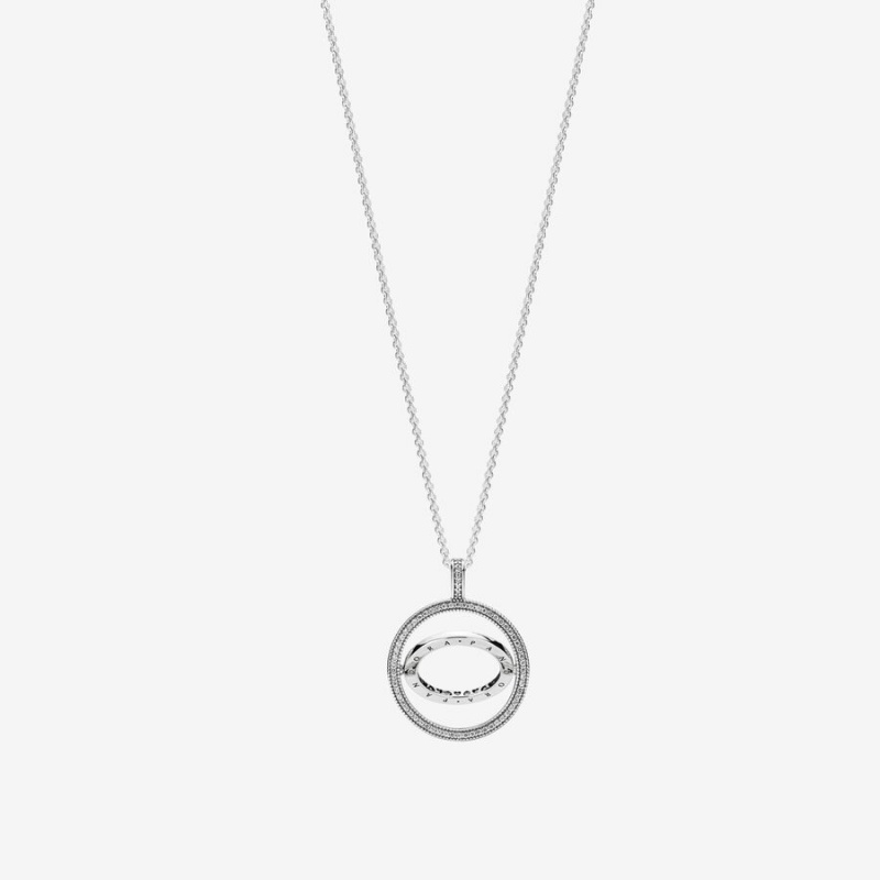 Pandora Logo Circle Necklace Sterling Silver | 02849-DRPV