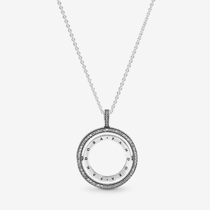 Pandora Logo Circle Necklace Sterling Silver | 02849-DRPV