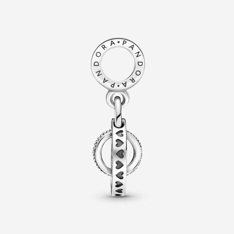 Pandora Logo Circles Dangle Charm Sterling Silver | 41096-TFJB