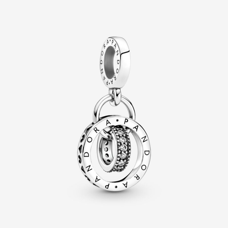 Pandora Logo Circles Dangle Charm Sterling Silver | 41096-TFJB