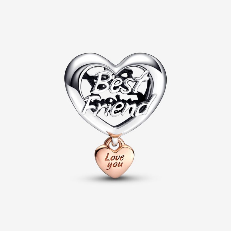 Pandora Love You Best Friend Heart Charm Two-tone | 30784-PZSN