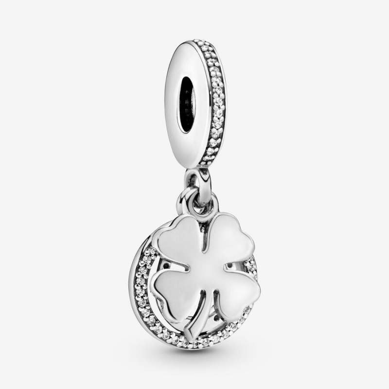 Pandora Lucky Four-Leaf Clover Dangle Charm Sterling Silver | 79028-JSGW