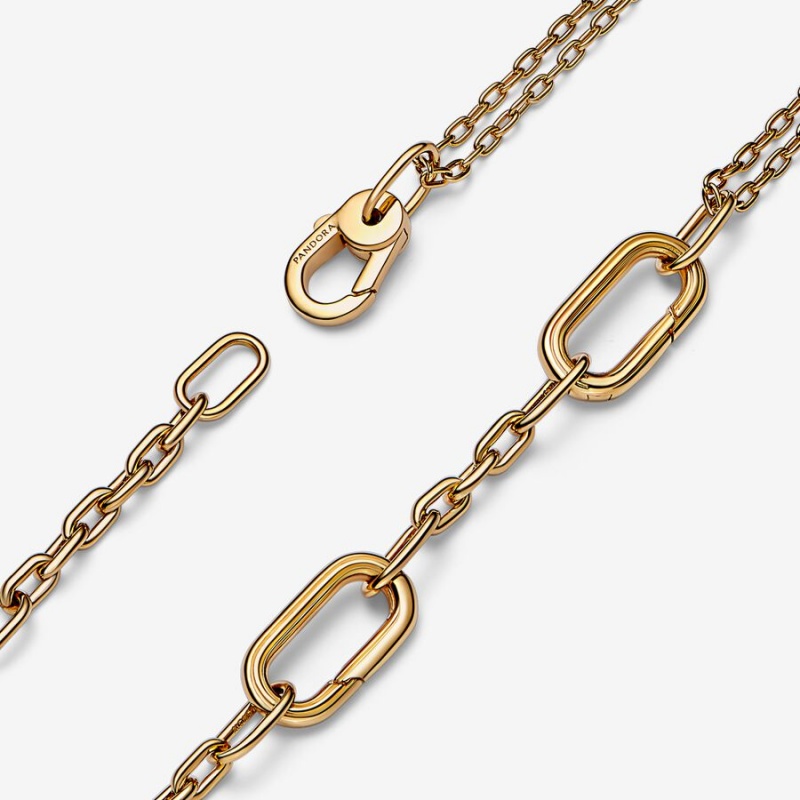 Pandora ME Double Link Chain Necklace Gold Plated | 06587-RGHW