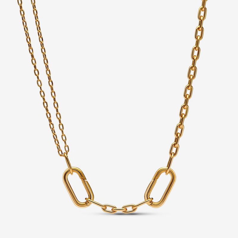 Pandora ME Double Link Chain Necklace Gold Plated | 06587-RGHW