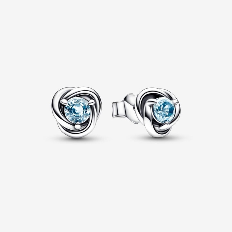 Pandora March Sea Aqua Blue Eternity Circle Stud Earrings Sterling Silver | 18953-KFSM