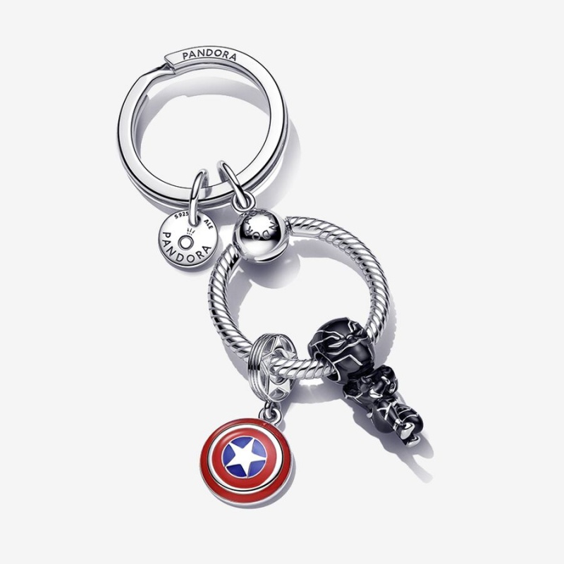 Pandora Marvel Black Panther and Captain America Key Chain Set | 49368-QLSK