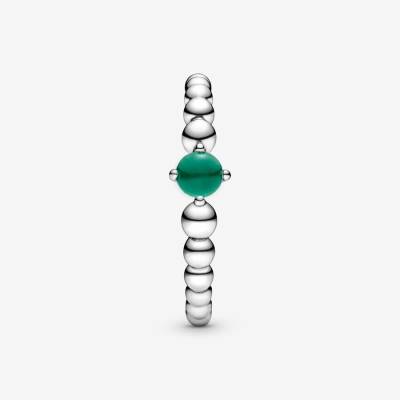 Pandora May Rainforest Green Beaded Ring Sterling Silver | 03295-RIHV